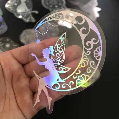 10 Pack Larger Stickers Holographic Glitter PET Transparent Shiny Waterproof Adhesive DIY Materials, Max Size 8.5 x 17.9 CM