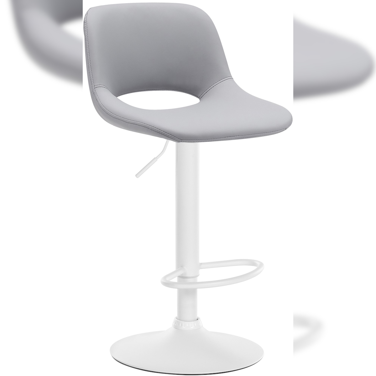 CLP Barhocker Camden Kunstleder grau/Metall matt weiss Image