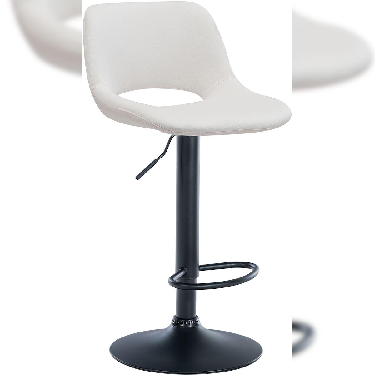 CLP Barhocker Camden Samt creme/Metall matt schwarz