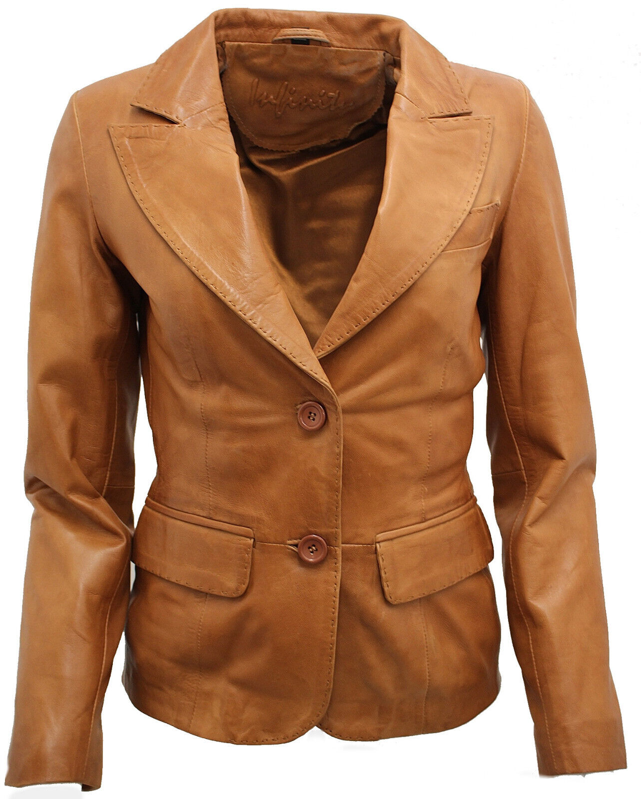 Damen-Blazerjacke aus Leder mit 2 Knöpfen – Newport Image