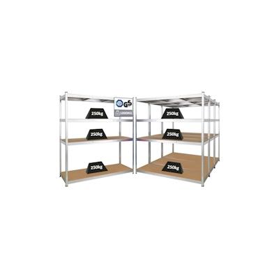 PROREGAL Mega Deal | 4x Schwerlastregal TAURUS XL | HxBxT 180x160x60cm | Fachlast 250kg | Verzinkt | Stecksystem Lagerregal Regalsystem 4 Stk. Image
