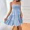 Bohemian Beach Sundress Women Sexy Sleeveless Backless Big Swing Mini Dress Solid Spaghetti Strap