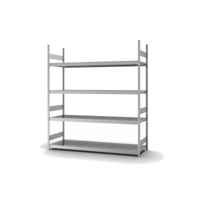 PROREGAL Weitspannregal Stecksystem T-Profil | HxBxT 250x225x60cm | 4 Ebenen | Stahlplatten-Fachboden | Fachlast 350kg | Verzinkt | Lagerregal Image