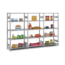 PROREGAL Edelstahl Fachbodenregal Stecksystem T-Profil | HxBxT 200x100x50cm | 5 Ebenen | Geschlitzter Fachboden zur Belüftung | Fachlast 150kg Image