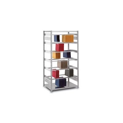 PROREGAL Pendelhefter-Regal doppelseitig Stecksystem T-Profil | HxBxT 270x100x80cm | 8 Ebenen | Fachlast 40kg | Pendelsystem Zippel | Lichtgrau Image