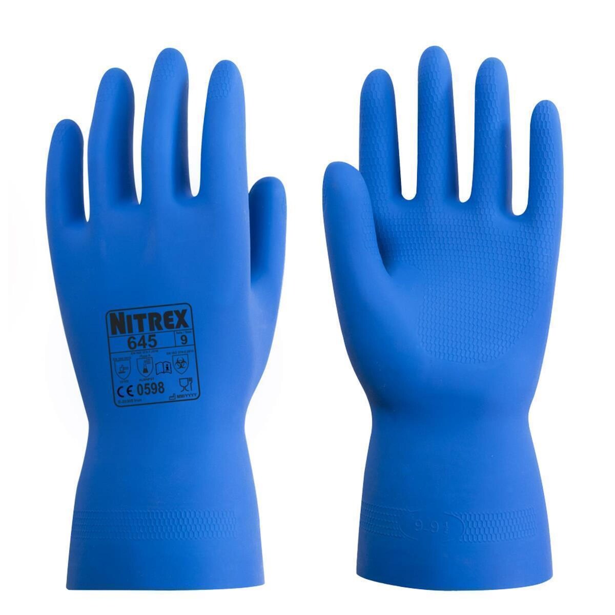 Unigloves 10 Paar Nitrex 645 | Mehrweghandschuhe | blau | Gr. L | Latexhandschuhe Image