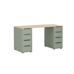 Möbelpartner Schreibtisch Kangaroo | HxBxT 73x140x55,5cm | 8 Schubladen | Pistazie / Eiche | Bürotisch Arbeitstisch Computertisch von PROREGAL Image