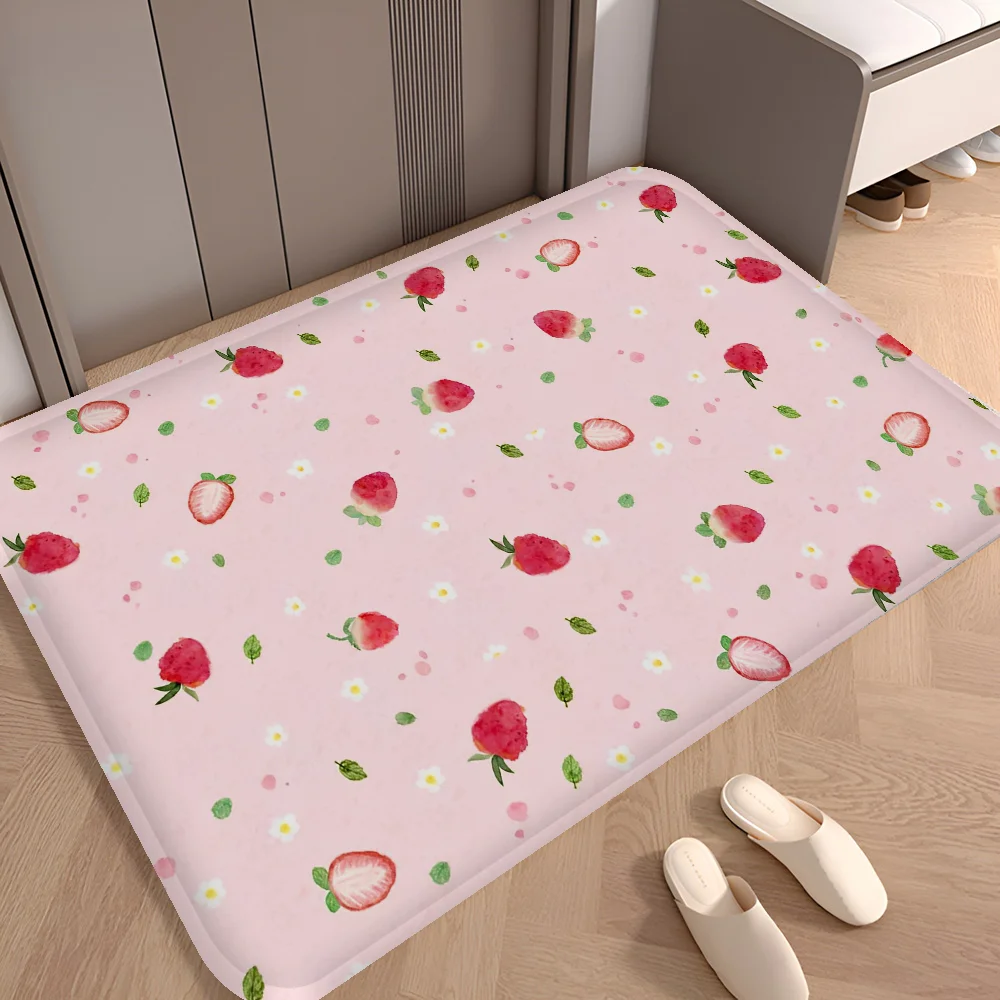 Niedliche Erdbeer-Badezimmer matte ins Stil weichen Schlafzimmer boden Haus Waschküche Matte Anti-Rutsch-Willkommen Fuß matte