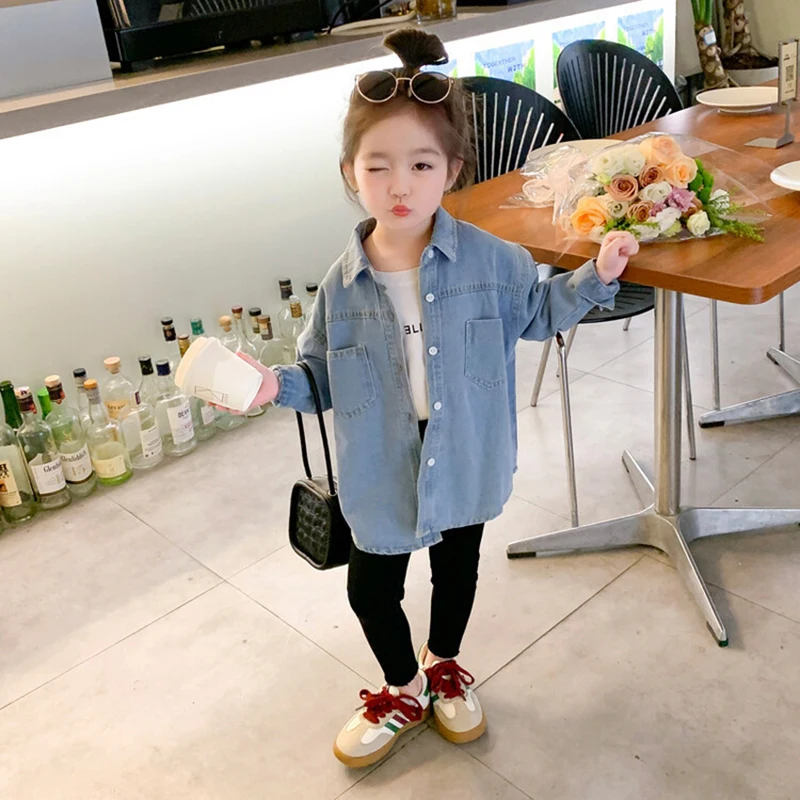 2026 Neue Modische Koreanische Jeansjacken für Mädchen, Frühling-Sommer Casual Kinder-Jeanshemden, 2-12 Jahre Kinderkleidung Image