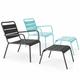 Lot di 2 poltrone relax con poggiapiedi in metallo grigio e turchese