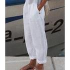 Per donna Pantaloni in cotone e lino Vita Alta Tinta unica Gamba larga Traspirante Asciugatura Rapida Morbido Micro-elastico Sportivo Casuale Athleisure Bianco Blu Verde Cachi Primavera Autunno