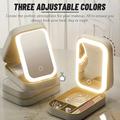 Specchio per il trucco illuminato a LED con luminosità regolabile, specchio da trucco portatile con organizer integrato, beauty case da viaggio con contenitore per gioielli, ricaricabile tramite USB