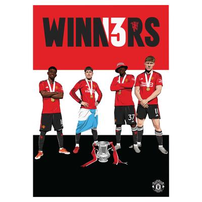 Manchester United Herren 13-facher Pokalsieger Illustrationsdruck - A3 Image