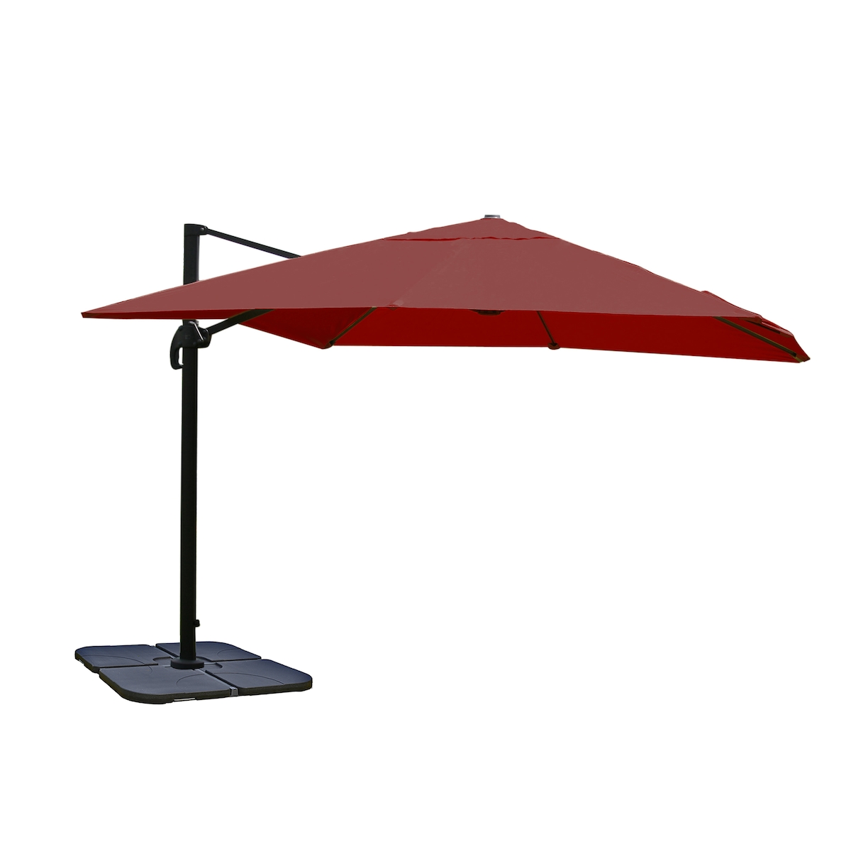 Mendler Gastronomie-Ampelschirm HWC-A96, Sonnenschirm 3x3m (Ø4,24m) Polyester Alu/Stahl 23kg ~ bordeaux mit Ständer Image