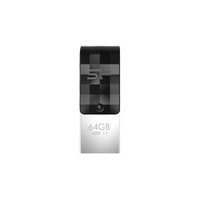 Silicon Power Mobile C31 - 64 GB - USB Type-A / USB Type-C - 3.2 Gen 1 (3.1 Gen 1) - Drehring - 3,3 g - Schwarz - Silber