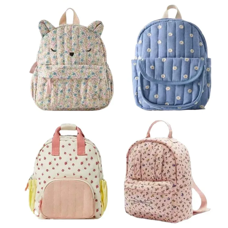 Sac à dos à imprimé floral de dessin animé pour enfants, sacs d'école pour filles et garçons, sacs à dos mignons pour enfants, 2025