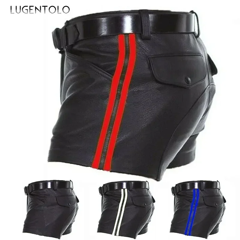 Männer PU Shorts Casual Solide Große Größe Lose Faux Leder Mode Herren Straße Sommer Frühling Vielseitig Trend Club Punk Stil Hosen