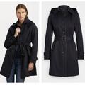 Ralph Lauren Jackets & Coats | Ralph Lauren Jacket Trench Coat Xxl Navy Hooded Belted Faux Leather Trim | Color: Black/Blue | Size: Xxl