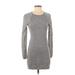 Diane von Furstenberg Casual Dress - Sweater Dress Crew Neck Long Sleeve: Gray Marled Dresses - Women's Size Small