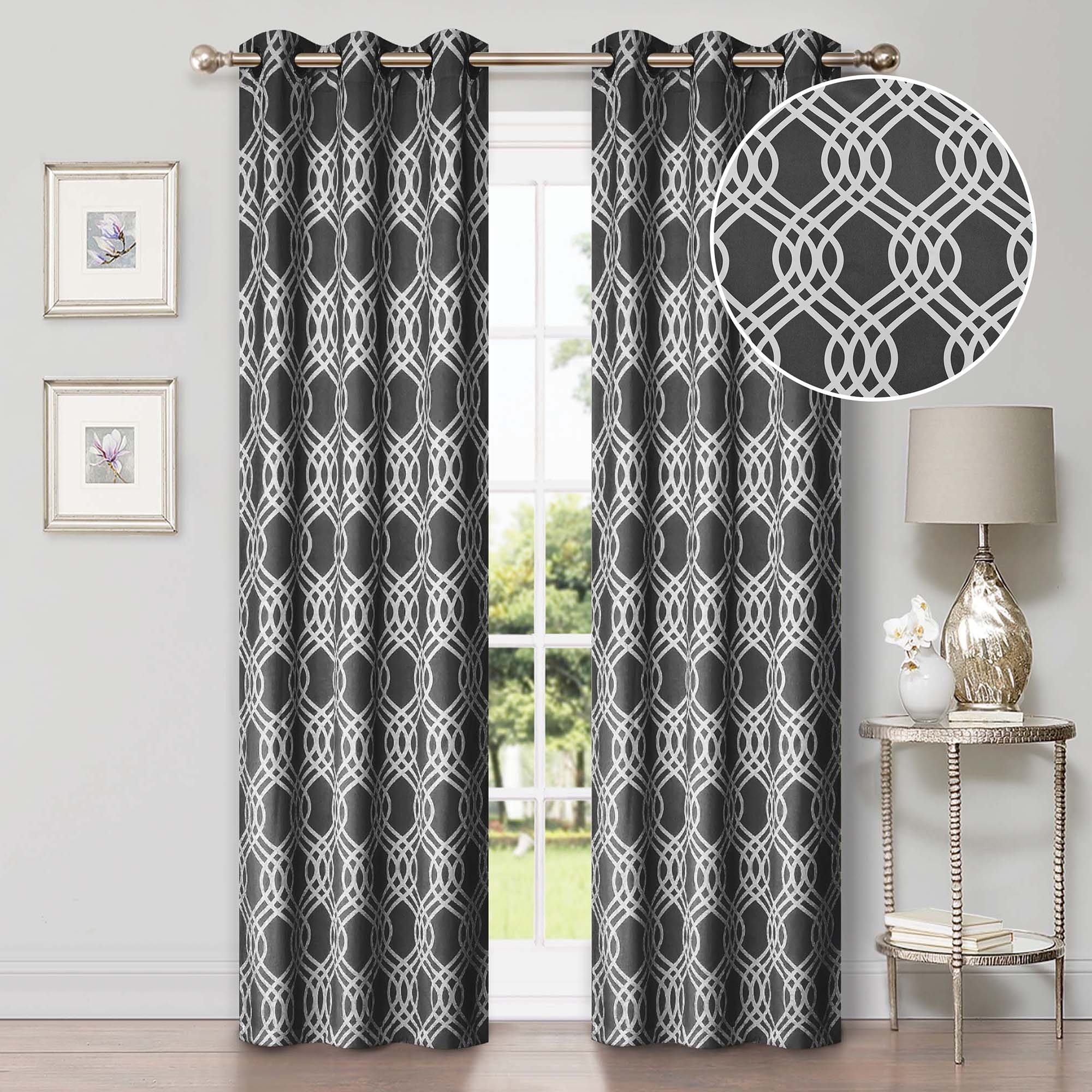 Superior Ribbon Washable Room Darkening Curtains, Set of 2 Panels