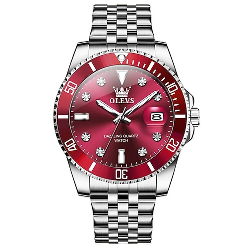 Montre à quartz OLEVS pour hommes montre-bracelet de sport en plein air mode calendrier lumineux décoration étanche montre en acier cadeau pour la fête des pères