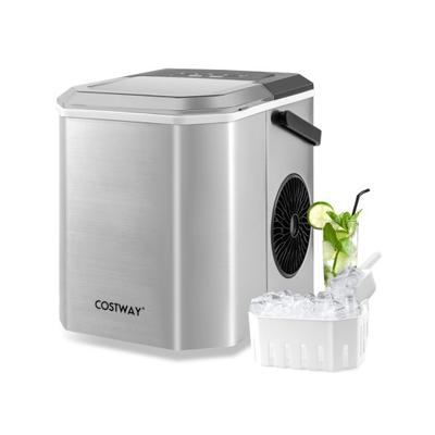 Costway Ice Maker Countertop with Self-Cleaning for Home Kitchen Office Party-Silver