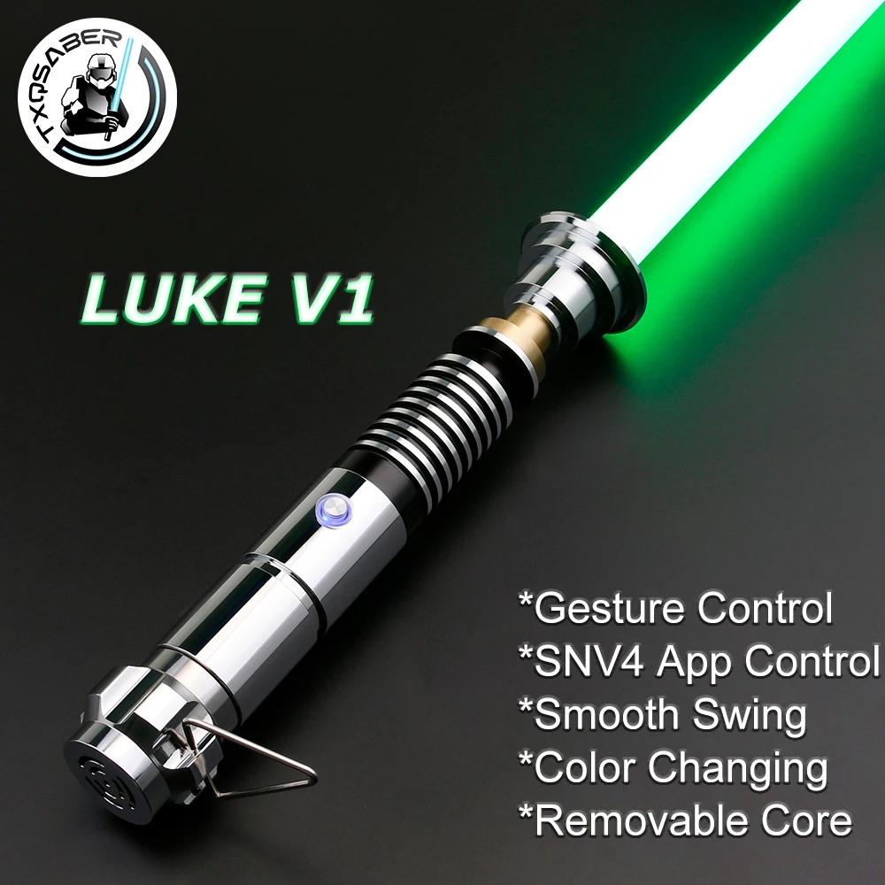 TXQSABER Luke Lightsaber Skywalker Neo Pixel Smooth Swing Laser Sword 16 Soundfonts Glossy Metal Handle Blaster Replica Toy Kids