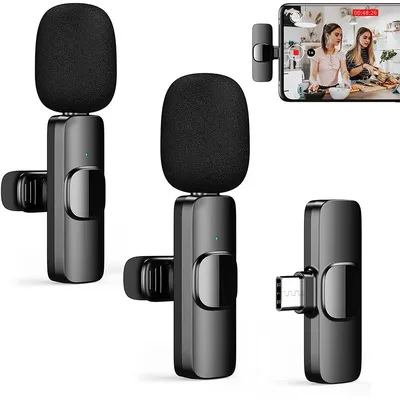 Wireless Lavalier Microphone Audio Video Recording Mini Mic For iPhone iPad Android Laptop Live