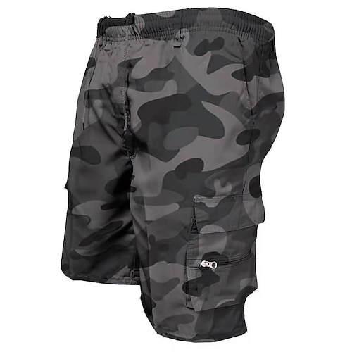 Herren Cargo-Shorts Shorts mit Camouflage-Muster Wander-Shorts Mehrere Taschen Elastisches Kordelzugdesign Gerader Schnitt Einfach Tarnung Atmungsaktiv Außenbereich Knielang Lässig Täglich Streetwear Image