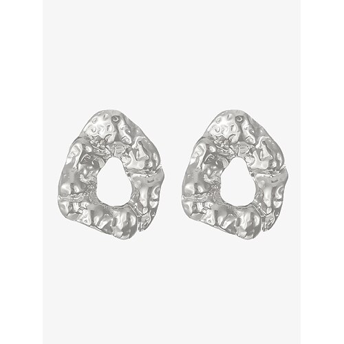 Damen Ohrstecker Kreolen Silber Gold Titanstahl Elegant Vintage Modisch Irregulär Image