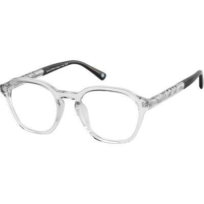Zenni Geometric Glasses Gray Plastic Full Rim Frame