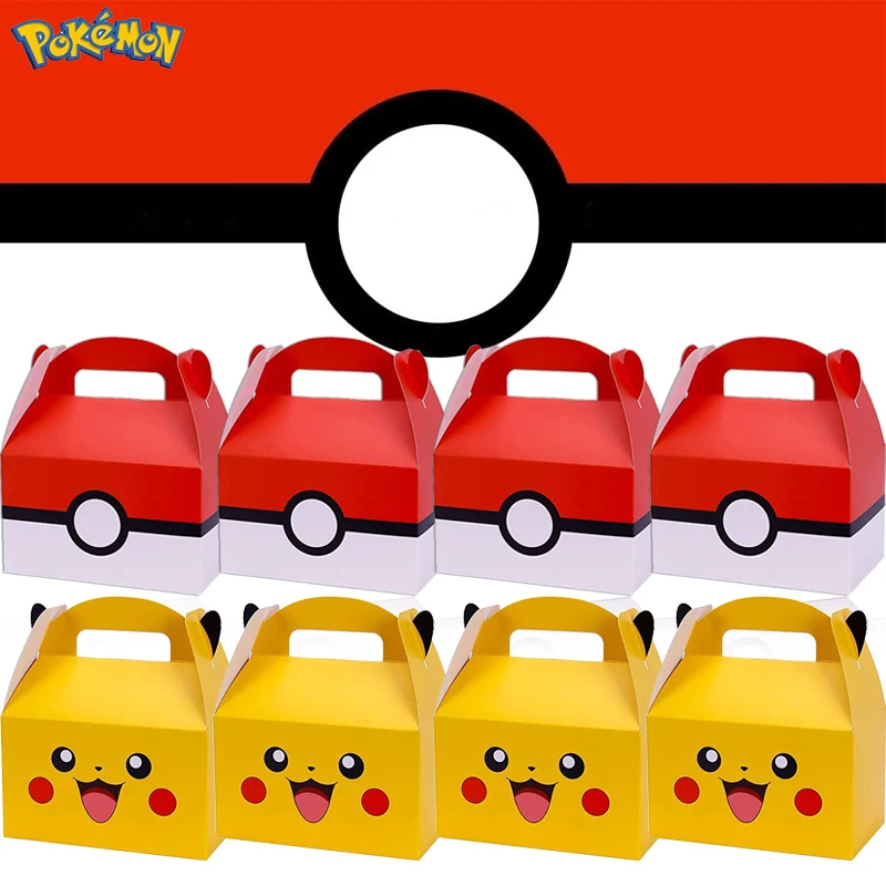 Pokemon Geschenkbox Pikachu Partygeschenke Geburtstag Party Dekorationen Pokeball Papier Geschenktüten Griff Candy Box Babyparty für Kinder Image