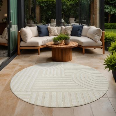 Teppich SANAT "Berlin", beige (creme), H:6mm Ø:150cm, Kunstfaser, Teppiche, In -und Outdoor geeignet, Außenbereich,Terasse, Balkon, modern Image