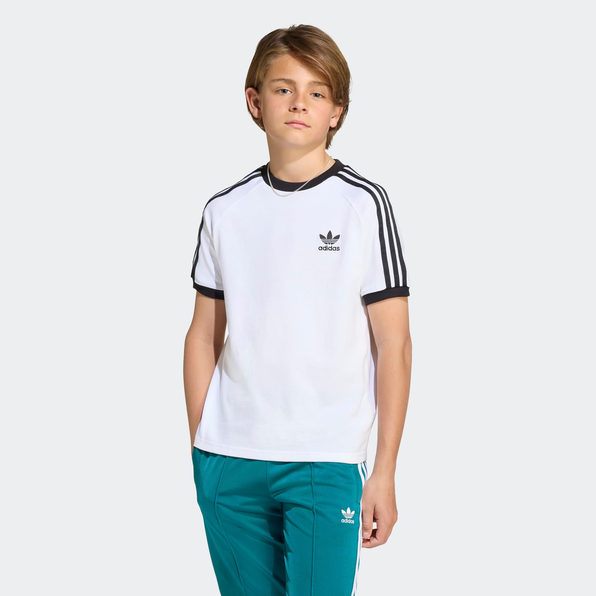 T-Shirt ADIDAS ORIGINALS "3 STRIPE TEE", Kinder, Gr. 164, weiß, Obermaterial: 100% Baumwolle, Sportlich, Rundhals, Shirts, drei Streifen Shirt für Kinder Image