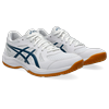 Hallenschuh ASICS "UPCOURT 6", Gr. 46,5, blau (weiß, vintage indigo), Textil, Synthetik, sportlich, Schuhe, für Hallensport
