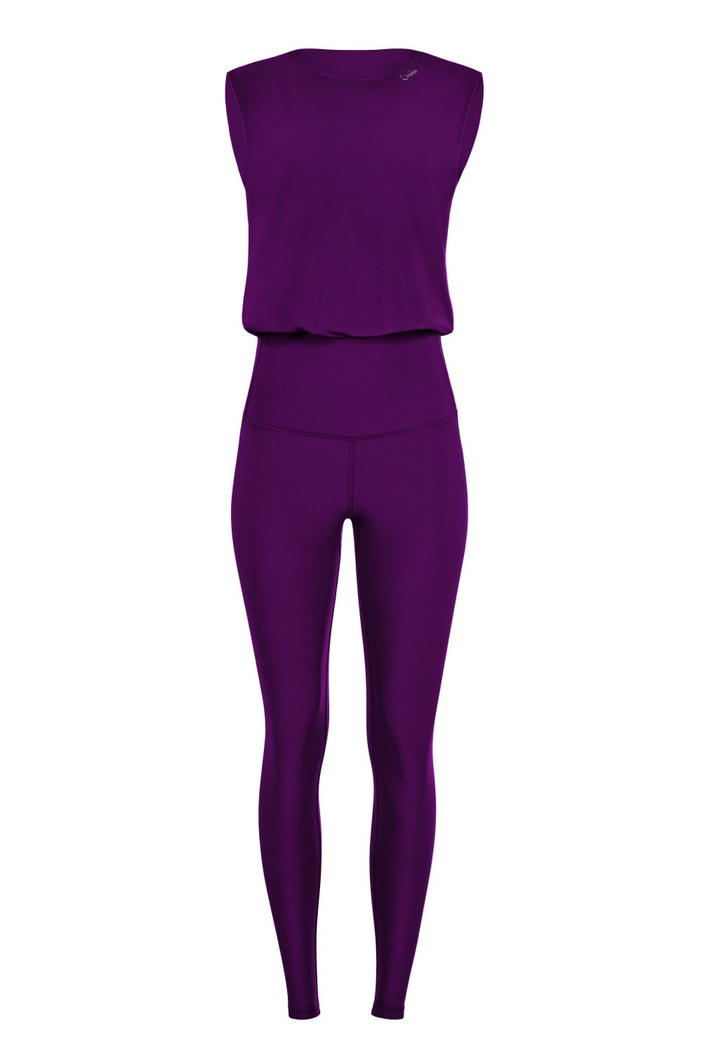Jumpsuit WINSHAPE "JS102LSC", Damen, Gr. S, Normalgrößen, lila (schwarz plum), 85% Polyester, 15% Elasthan, Rundhals, Overalls Jumpsuit, Functional Comfort