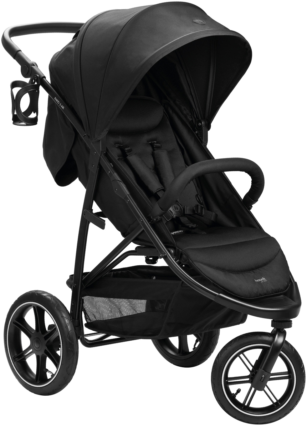 Kinder-Buggy HAUCK "Dreiradbuggy, Rapid 3 Air, black", Kinder, schwarz, Kinderwagen, mit schwenk/feststellbarem Vorderrad; Lufträder; bis 22 kg belastbar