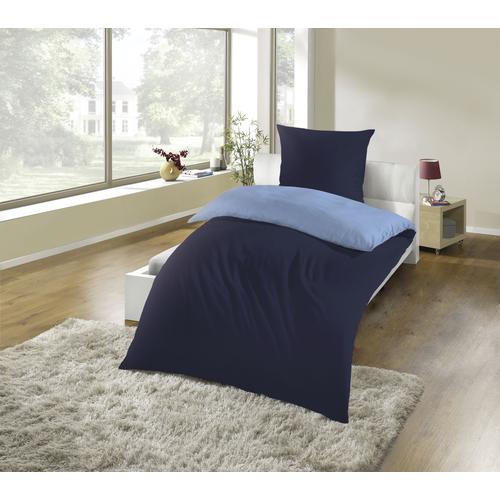 Wendebettwäsche KINZLER ""Mikrofaser Flanell Bettwäsche ""Cashmere Touch"" Gr. B/L: 135cm x 200cm, , Polyester-Microfaser-Flanell, B/L: 80cm x 80cm, blau Besonders weich