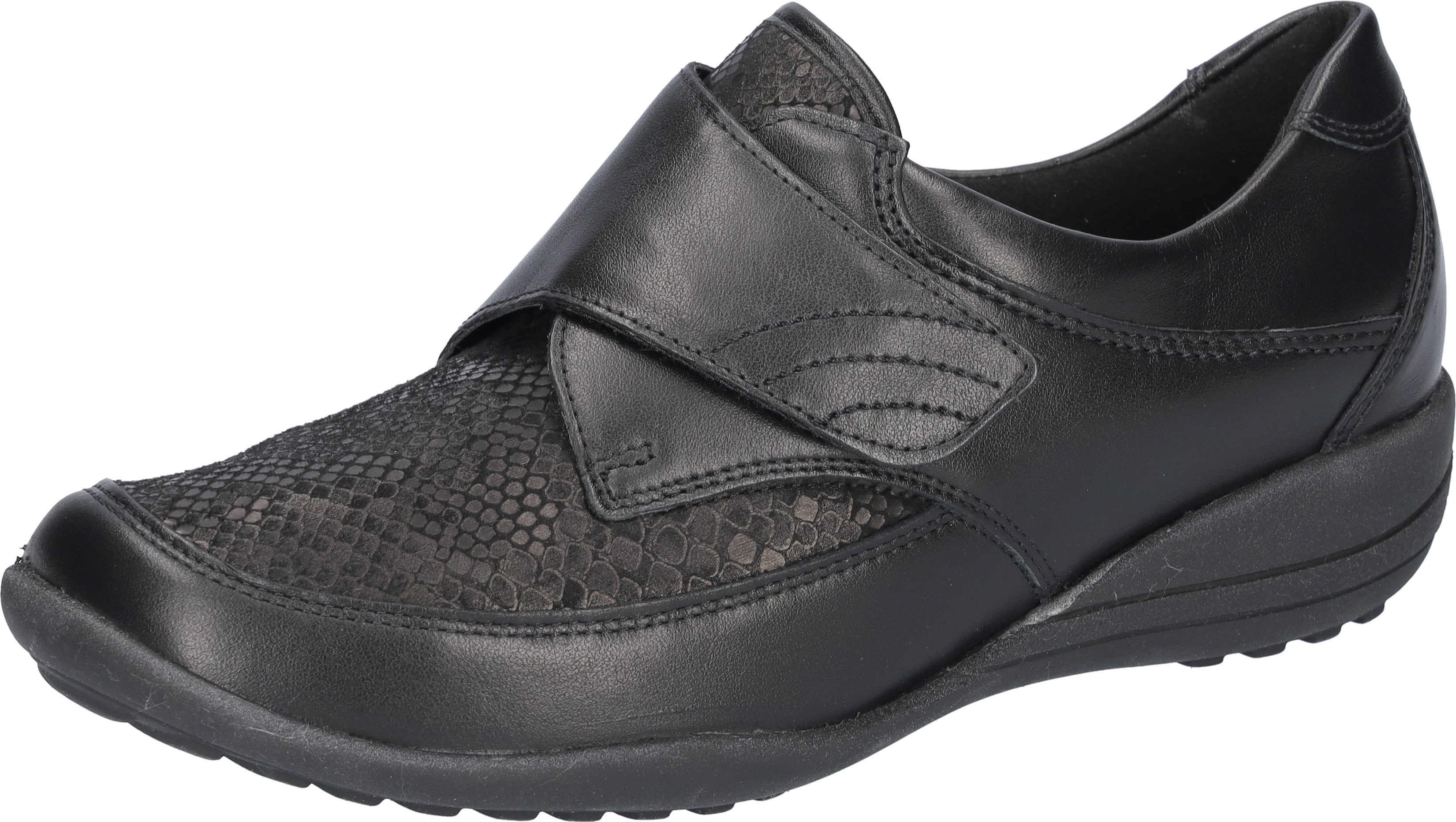 Klettschuh WALDLÄUFER "KATJA-Soft", Damen, Gr. 6,5, schwarz, Nappaleder, Textil, Schuhe, Bequemschuh, Komfortschuh in Weite K (=extraweit)