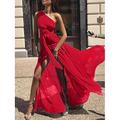 Femmes Robe maxi Robe de Cocktail Robe d'invité de mariage Robe en Chiffon Robe trapèze Élégant Sexy Formel Mariage Soirée Coupe régulière Sans manches Col en V Jaune Rouge Violet Vert Été