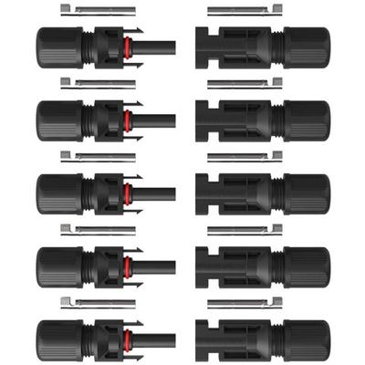 5er Set Solarstecker MC4 Kabelstecker für Solarpanel IP67 Wasserschutz, 2,5-6mm²