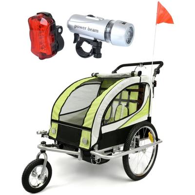 Viking Choice - Fahrradanhänger Kind - Buggy - 2-Sitzer - mit Stoßdämpfer - Limone