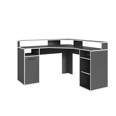 Gaming-Tisch mit Aufsatz, B 139, H 90,8, T 139 cm, anthrazit - weiß