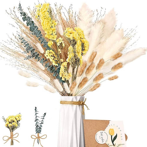 Pampasgras-Dekor-Set – natürliche Trockenblumen für DIY-Arrangements, ungiftig für Zuhause Hochzeitsdeko, Nutzung ohne Strom Image