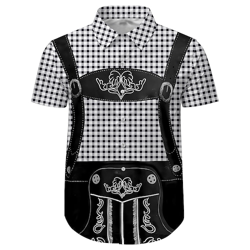 Hawaii-Hemden Aloha-Hemd Druck Lässig Bayerisch Grafik für Herren Erwachsene 3D-Druck für Karneval Oktoberfestbier Urlaub Party Image