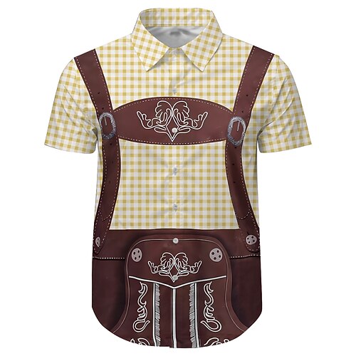 Bier Lederhosen-Print Hawaii-Hemden Aloha-Hemd Druck Grafik Für Herren Erwachsene Karneval Oktoberfestbier 3D-Druck Urlaub Party