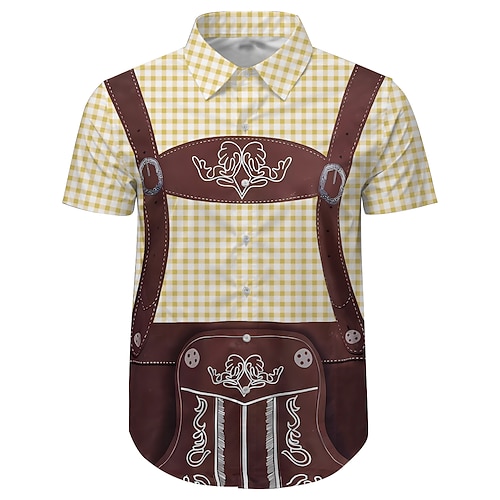 Hawaii-Hemden Aloha-Hemd Druck Lässig Bayerisch Grafik für Herren Erwachsene 3D-Druck für Karneval Oktoberfestbier Urlaub Party Image