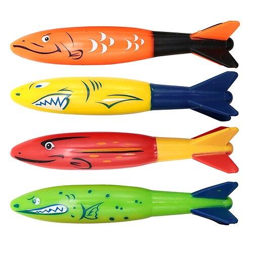 Tauchspielzeug fürs Schwimmbad, Unterwasser-Schwimmen, Werfen, Tauchen, Torpedohai, 4er-Pack