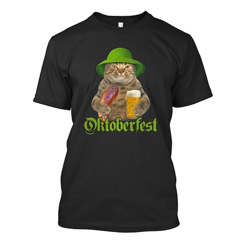 Cosplay Kostüm T-Shirt Druck Bayerisch Deutsch T-Shirt Ärmel Klassisch Streetstyle für Herren Unisex Erwachsene Heißprägen für Karneval Oktoberfestbier Party Alltagstauglich Image