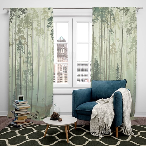 2 Paneele Waldbambusvorhang Vorhänge Verdunkelungsvorhang für Wohnzimmer Schlafzimmer Küche Fensterbehandlungen wärmeisolierte Raumverdunkelung Image